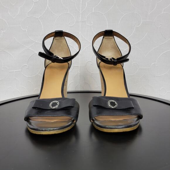Marc by Marc Jacobs Logo Disc Womens Sandals Size 9 Black Cork Leather Wedge - Picture 16 of 16